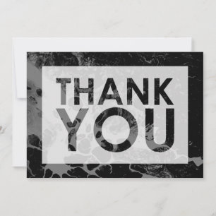 Carte De Remerciements Marbre noir sur gris avec découpage