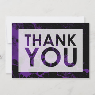 Carte De Remerciements Marbre noir sur violet avec découpe
