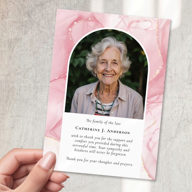 Carte De Remerciements Marbre rose Sympathy Funeral Memorial (Créateur téléchargé)