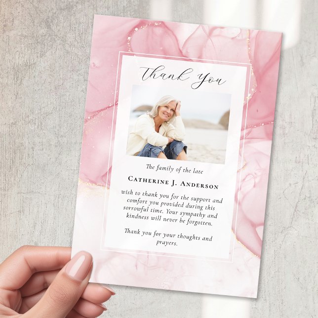 Carte De Remerciements Marbre rose Sympathy Funeral Memorial (Créateur téléchargé)