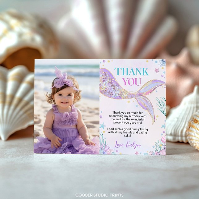 Carte De Remerciements Marée de sirènes sous la mer Photo Anniversaire (Créateur téléchargé)