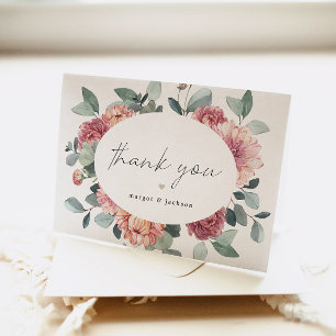 Carte De Remerciements MARGOT Dusty Rose Blush Floral Bohemian Garden Tha