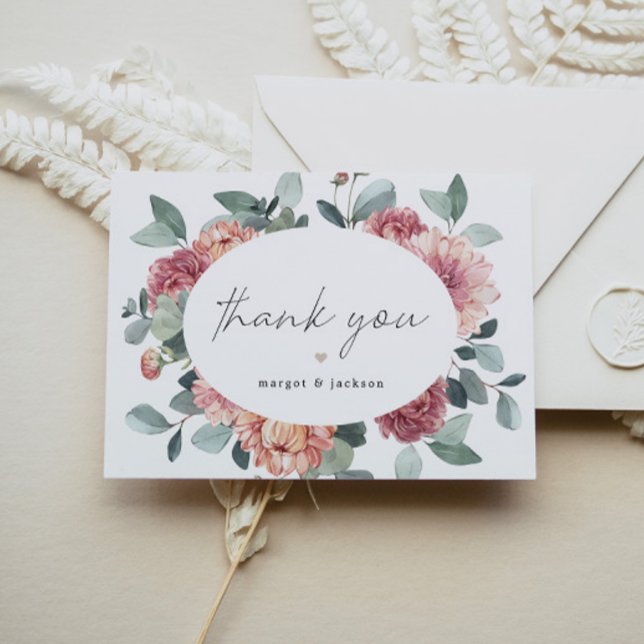 Carte De Remerciements MARGOT Rustique Dusty Rose Blush Floral Bohemian (Créateur téléchargé)