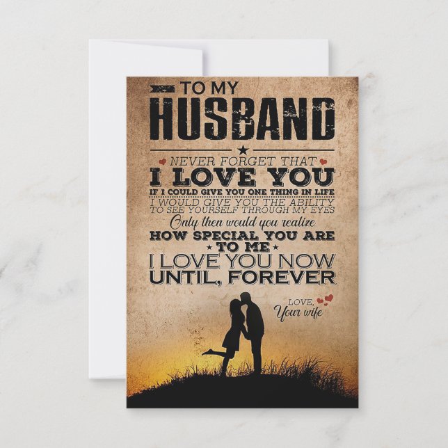 Carte De Remerciements Mari Je T'Aime Maintenant Jusqu'À Jamais (Devant)