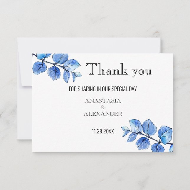 Carte de remerciements mariage. (Devant)