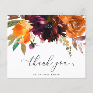 Carte de remerciements Mariage à budget floral ora