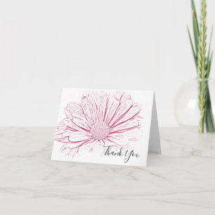 Carte De Remerciements Mariage à effet de marguerite rose Bridesmaid Merc