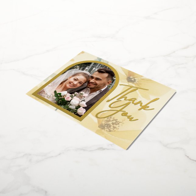 Carte de remerciements Mariage à huile douce jaune (Rotation)