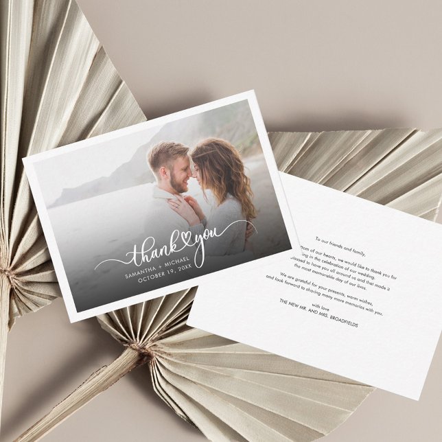 Carte de remerciements Mariage à la main (Couples Photo Wedding Thank You Card)