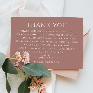 Carte De Remerciements Mariage à la typographie minimaliste mauve / rose