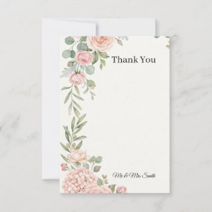 Carte De Remerciements Mariage à la verdure de rose carmin