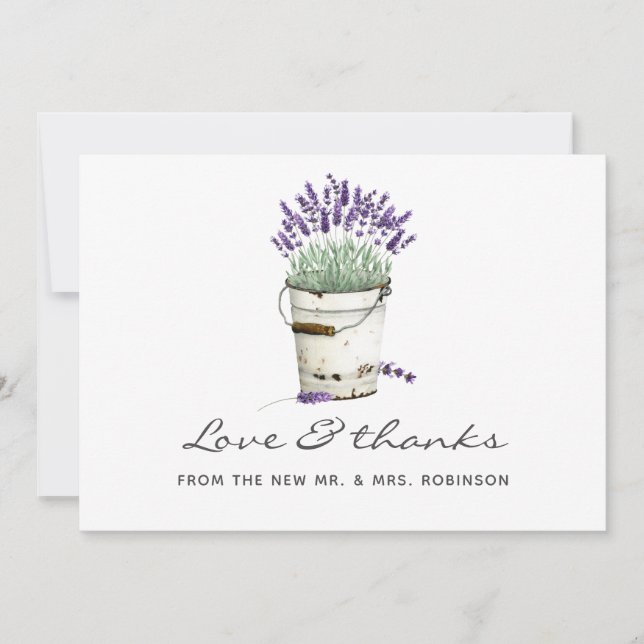 Carte De Remerciements Mariage à l'aquarelle lavande (Devant)