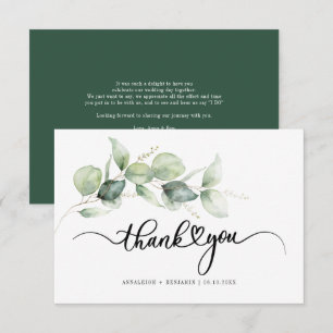 Carte de remerciements Mariage à lettres mains Euc