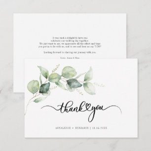 Carte de remerciements Mariage à lettres mains Euc