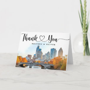 Carte De Remerciements Mariage à Nashville Tennessee avec ciel de aquarel