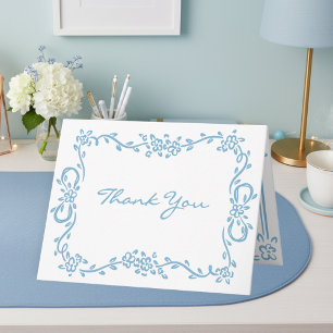 Carte De Remerciements Mariage à rayures florales bleues fantaisistes des