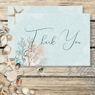Carte De Remerciements Mariage Aqua Ocean & Shells