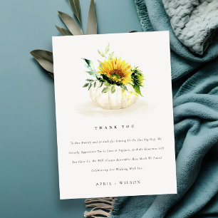 Carte De Remerciements Mariage aquarelle florale rustique tournesol citro