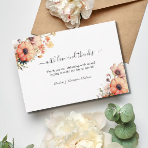 Carte De Remerciements Mariage aquarelle jaune pêche de fleurs sauvages