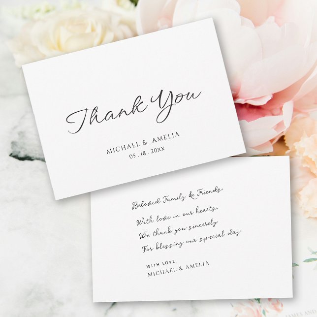 Carte de remerciements Mariage Aquarelle moderne s (Modern  Black and white Watercolor Wedding Thank You Card)