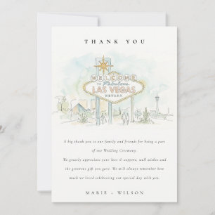 Carte De Remerciements Mariage aquarelle paysage Las Vegas Nevada