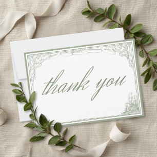 Carte De Remerciements Mariage Arche de Treillis Botanique Vintage Vert S