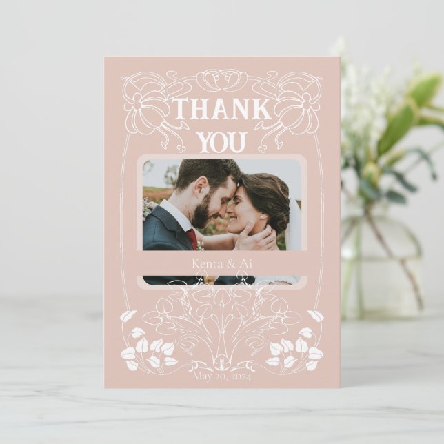 Carte de remerciements Mariage Art nouveau (Debout devant)