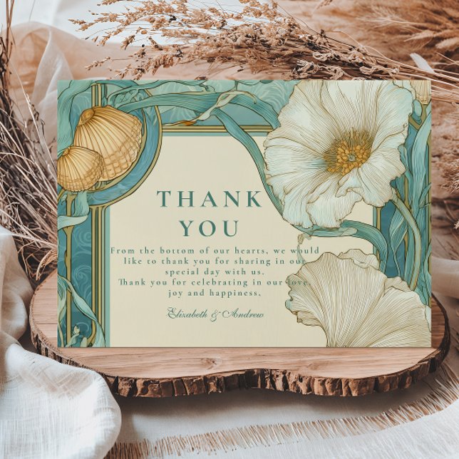 Carte De Remerciements Mariage Art Nouveau Poppy Blanc (Créateur téléchargé)