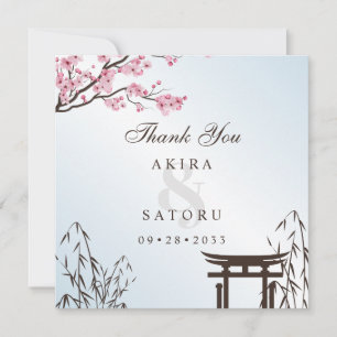 Carte De Remerciements Mariage asiatique de fleurs de cerisier japonaises