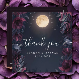 Carte De Remerciements Mariage au Jardin de Minuit sous la Lune