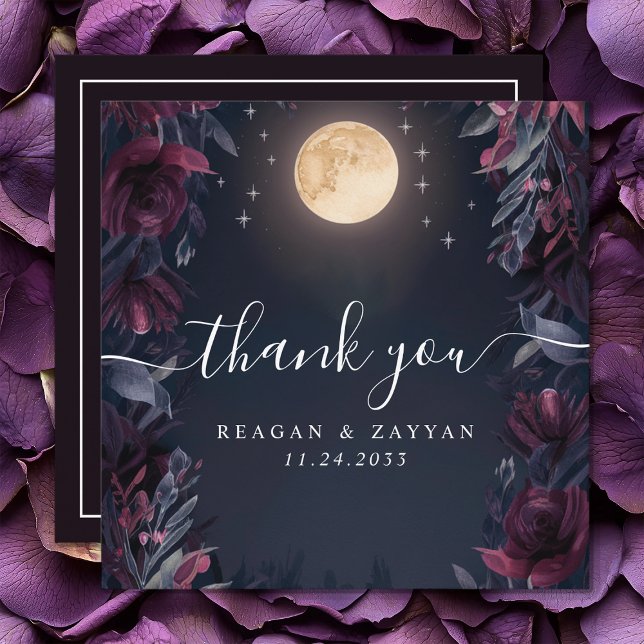 Carte De Remerciements Mariage au jardin sous la lune de minuit (Créateur téléchargé)