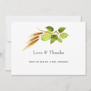 Carte De Remerciements Mariage au vignoble Beer Willow Greenery