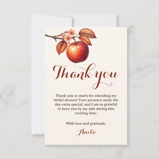 Carte De Remerciements Mariage Automnal aux Pommes (Devant)