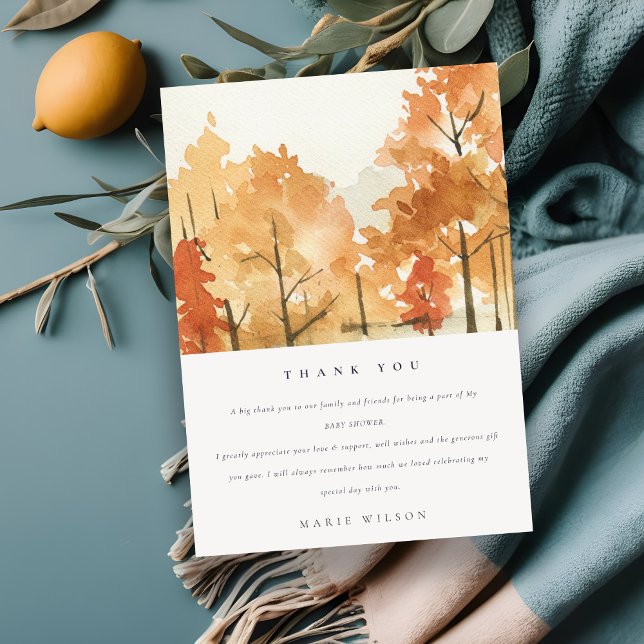 Carte De Remerciements Mariage automnal Orange Rouille Jaune Arbre (Créateur téléchargé)