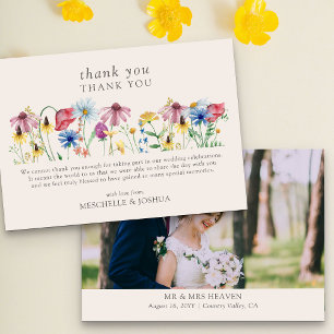 Carte De Remerciements Mariage aux fleurs sauvages Photo florale de pays