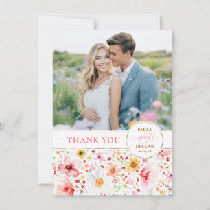 Carte De Remerciements Mariage aux fleurs sauvages remerciement photo rec