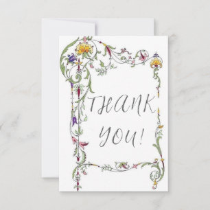 Carte De Remerciements Mariage aux Fleurs Sauvages Rustique Campagne Fleu