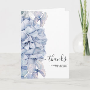 Carte De Remerciements Mariage aux Hortensias Bleus