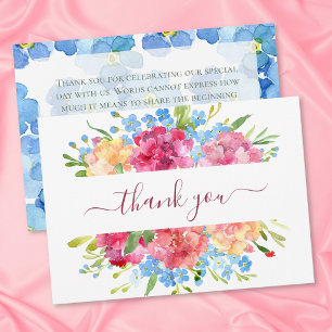 Carte De Remerciements Mariage aux Œillets & Myosotis