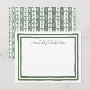 Carte De Remerciements Mariage avec Impression Botanique Verte et Blanche