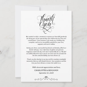 Carte De Remerciements Mariage avec Photo Personnalisée