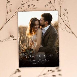 Carte De Remerciements Mariage avec superposition de photo de typographie