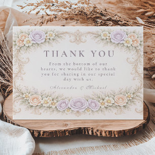 Carte De Remerciements Mariage baroque au jardin Lavande Rousse