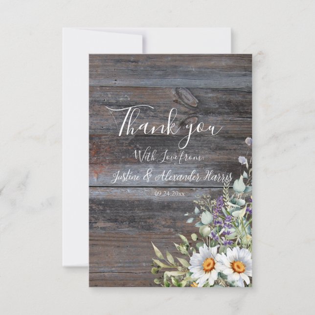Carte De Remerciements Mariage blanc de marguerite (Devant)