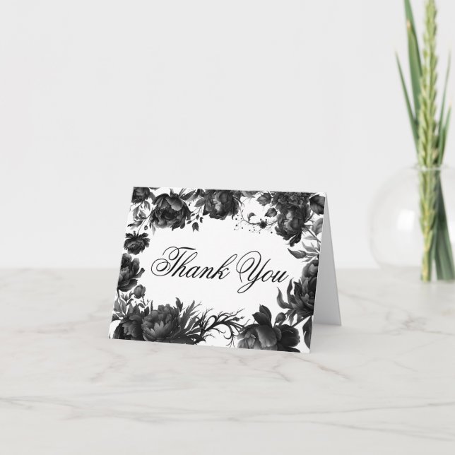Carte De Remerciements Mariage blanc gothique classique plié (Devant)