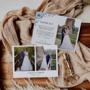Carte de remerciements Mariage bleu