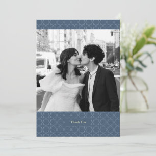 Carte De Remerciements Mariage bleu avec Motif en lattes