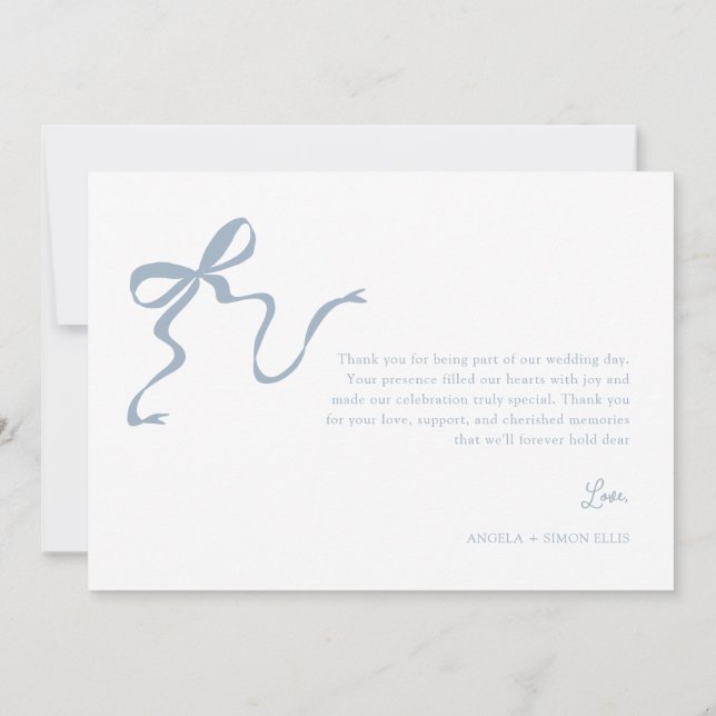 Carte de remerciements Mariage bleu blanc (Dos)