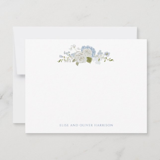 Carte De Remerciements Mariage bleu doux romantique (Devant)