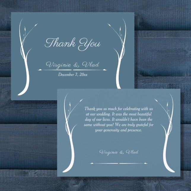 Carte de remerciements Mariage bleu Dusty (Dusty Blue Wedding Thank You Card)